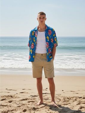 NWT The Simpsons Donut Button Down Shirt Size Large